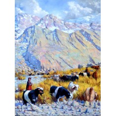 Naseeb Khan, 30 x 36 Inch, Oil on Canvas, Landscape Painting, AC-NSBK-020 Naseeb Khan, 30 x 36 Inch, Oil on Canvas, Landscape Painting, AC-NSBK-020